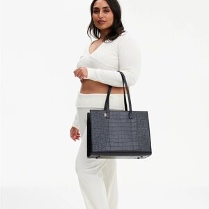 BEIS Work Tote in Black Croc